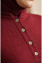 Ribbed Hakim Collar Buttoned Hijab Dress 2230-01 Claret Red - 4