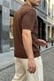Bande Regular Fit Men's Short Sleeve Knitwear Polo Collar Textured Brown T-Shirt - 5