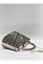 Platinum Black Double Color Single Surface Stone Embellished Evening Dress Clutch Portfolio Handheld Evening Wedding Engagement Bag - 4