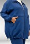 67016 Plus Size Muslin Pants Set with Rubber Detail on Sleeves and Hem - Indigo - 2