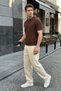 Bande Regular Fit Men's Short Sleeve Knitwear Polo Collar Textured Brown T-Shirt - 2