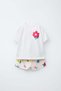 Girls' Cotton White Floral Embroidered T-Shirt Floral Print Shorts Set - Summer Set