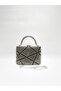Platinum Black Double Color Single Surface Stone Embellished Evening Dress Clutch Portfolio Handheld Evening Wedding Engagement Bag - 2