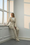 Satin Detailed Stylish Buttoned Blazer Jacket and Trousers Two-Piece Suit - Beige - 5