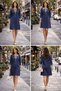 Women's Navy Blue Shirt Collar Zipper Detailed Midi Dress - 2