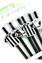 Black - White - Football Themed Straws with Figures (12 Pieces) - 3