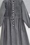 Ribbed Detailed Buttoned Lace-Up Long Denim Dress - Smoked - 3