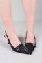 Olia Gold Buckle Heeled Shoes Black - 5