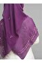 Purple Cotton Flowering Embroidered Cotton Shawl Hijab - 3
