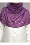 Purple Cotton Flowering Embroidered Cotton Shawl Hijab - 2
