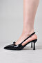 Noir Bow Detailed Heeled Shoes Black - 3