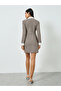 Women's Checked Button Detail Mini Dress - 5