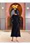 Black Foil Print A-Line Jalabiya - 5