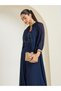 Blue Embellished Sequin Maxi Dress with Removable Cape - 3