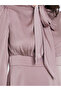 Pink Satin Tie-Up Neck Midi Dress - 4