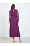 Purple Cuffed Sleeves A-Line Maxi Dress - 5