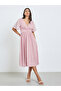 Pink Printed Short Sleeves A-Line Midi Dress - 3