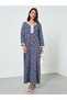 Blue Floral Print Lace Detail A-Line Jalabiya - 3