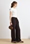 Elastic Waist Comfortable Cut Soft Denim Trousers Brown 7587 - 5