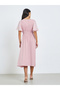 Pink Printed Short Sleeves A-Line Midi Dress - 5