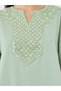 Green Embroidered Lace Detail A-Line Jalabiya - 4