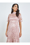 Pink All-Lace Mermaid Hem Midi Dress - 2