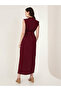 Burgundy Sleeveless Midi Dress with Front Slit - 5