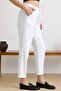 Lace Detailed Elastic Waist Soft Denim Trousers White 7586 - 6