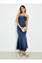 Women Navy Bandeau Maxi Evening Dress - 2