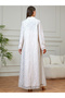 Beige Floral Embroidered A-Line Jalabiya - 3