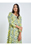 Yellow Printed Square Neck A-Line Jalabiya - 2