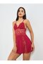 Burgundy Lace Trim Robe and Slip Dress Set - 2