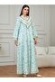 Green Embroidered Floral Print A-Line Jalabiya - 5