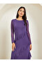 Purple Ruffle Detail Sheath Maxi Dress - 2