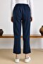 Soft Denim Trousers with Lace Detail and Elastic Waist Navy Blue 7586 - 7