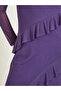 Purple Ruffle Detail Sheath Maxi Dress - 4