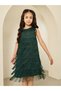 Dark Green Sleeveless Fringed A-Line Dress