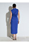 Blue Side Pleated Sleeveless Midi Dress - 5