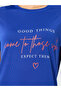 Blue Slogan Print Short Sleeve T-Shirt Dress - 4