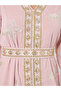 Pink Sequin Embroidered Jalabiya with Tie Belt - 4