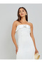 Women White Bandeau Maxi Evening Dress - 3