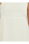 Cream Pleated Sleeveless Maxi Dress - 4