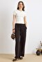 Elastic Waist Comfortable Cut Soft Denim Trousers Brown 7587 - 4