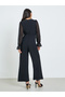 Black Wide Leg Jumpsuit with Sheer Sleeves - 5