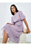 Lilac Puff Sleeve Tiered Midi Dress