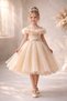 Girls' Tulle Princess Evening Gown - Special Occasion Dress with Heart Belt and Shoulder Detail