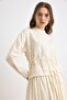 Exclusive Shirt Skirt Set with Three-Dimensional Appliques Bej 9438-Tk - 3