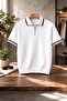 Men's 3-Piece Set Ribbed Knitwear Polo Collar Half Zipper Comfortable Fit T-Shirt - 2