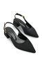Women's Pointed Toe Open Back Heeled Shoes 001295 Matte Black