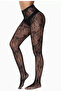 Black Lace Textured Thin Fishnet Pantyhose – Elegant Floral Patterned Black Pantyhose - 5